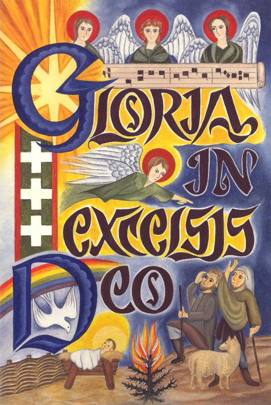 Painting with its main feature the words Gloria in excelsis Deo