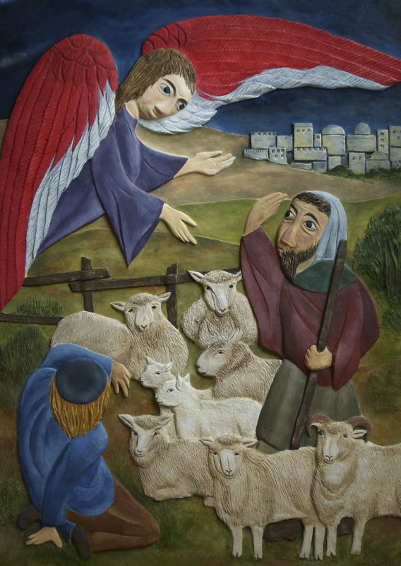 The angel appearing to the shepherds in the fields
